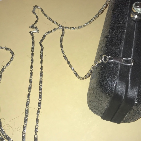 Evening Clutch Black Glitter Handbag Purse - Picture 8 of 8